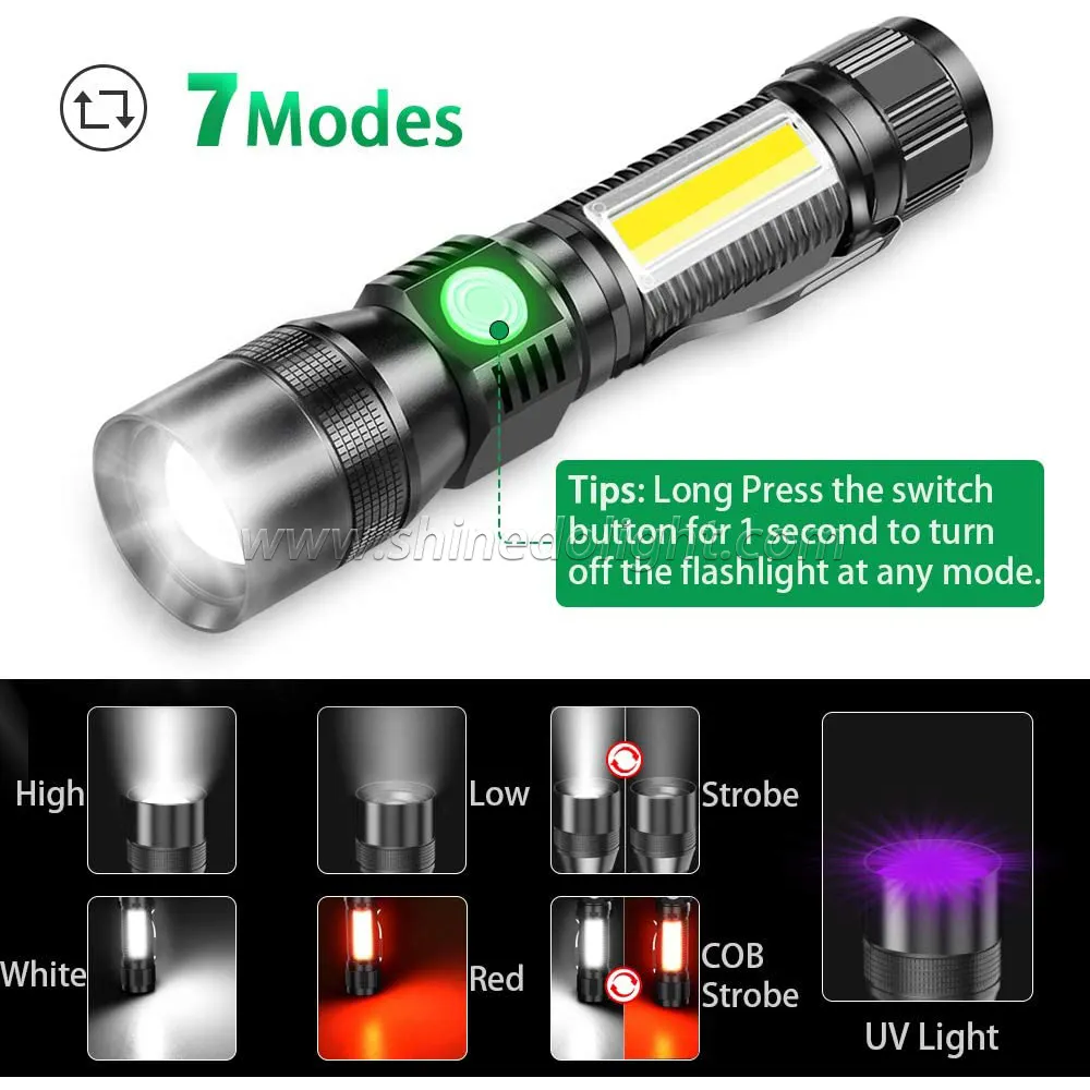 Linterna LED Batería recargable con luz blanca - Imagen 3