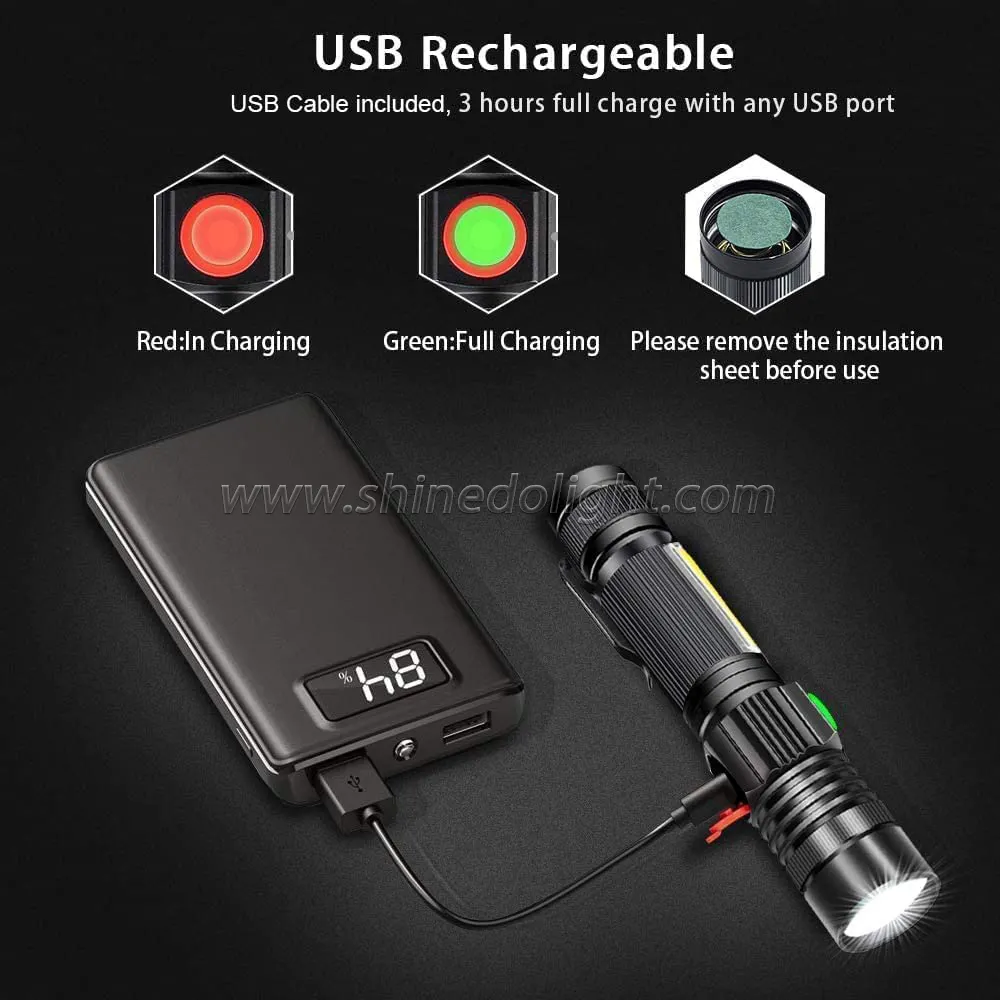 Linterna LED Batería recargable con luz blanca - Imagen 5