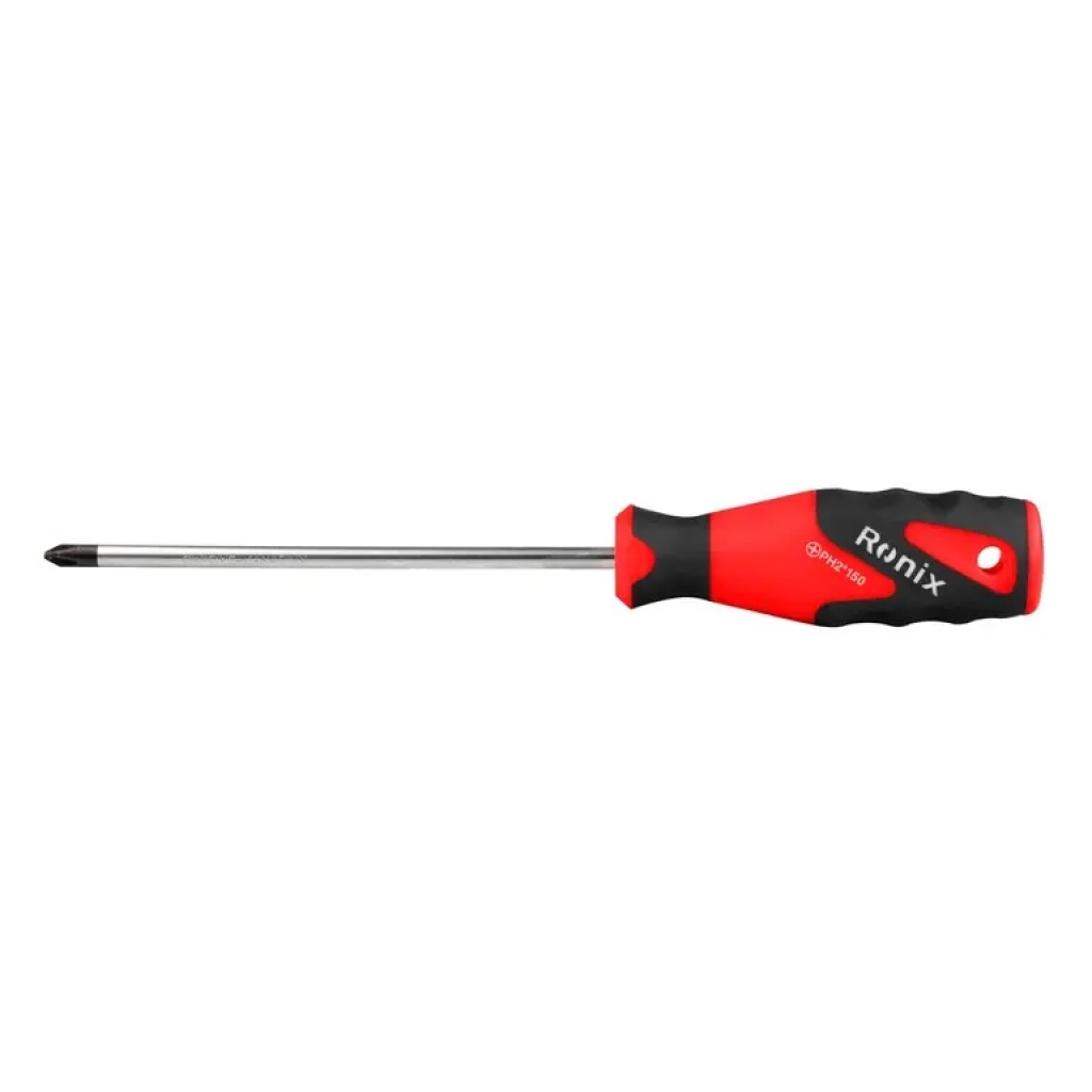 Destornillador de punta estrella y magnetica con mango de plástico ph 2 x 150 mm, rojo con negro.