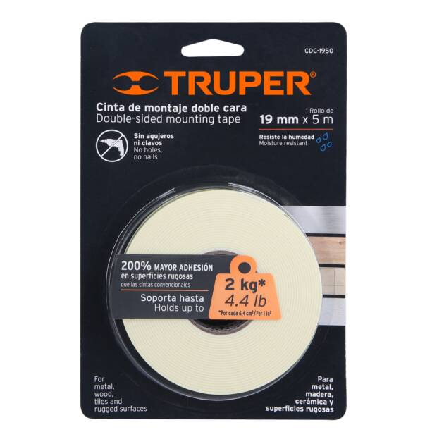 Cinta doble cara de 19 mm x 5 m, Truper