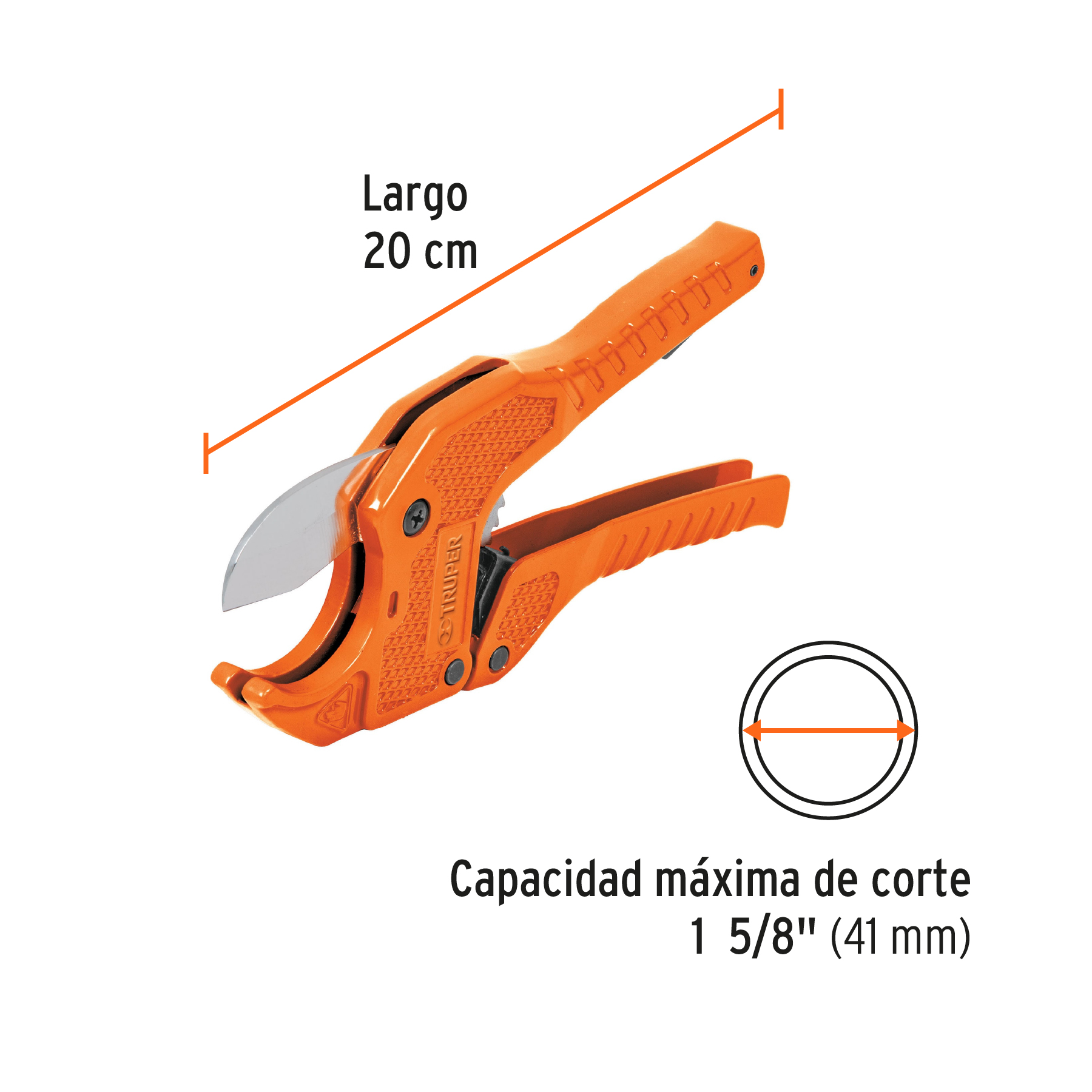 Cortador de tubo de plástico, corte 1-5/8" (41 mm), TRUPER - Imagen 2