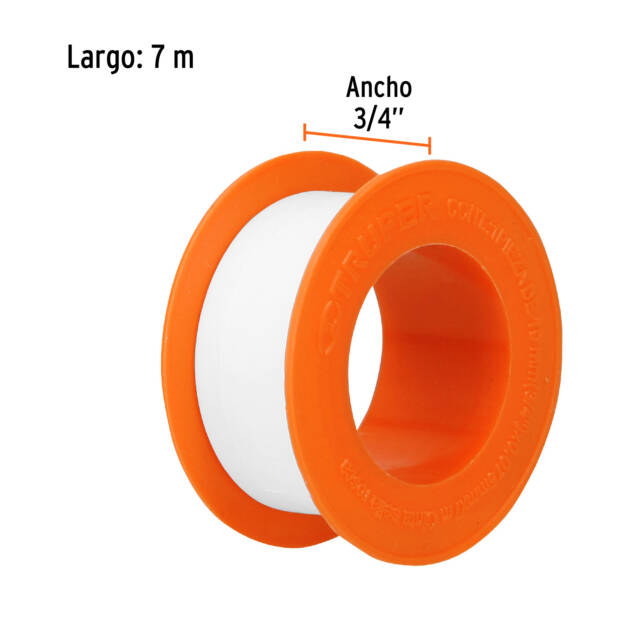 Cinta teflon 3/4" x 7m, uso general, TRUPER