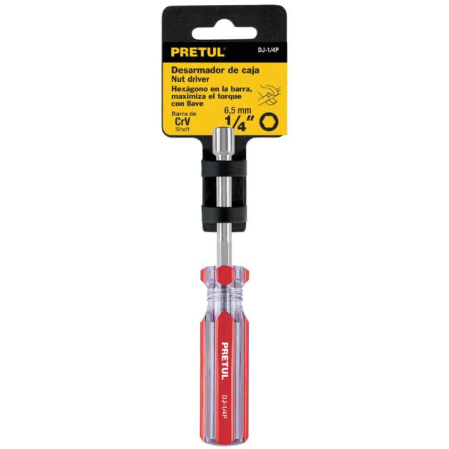 Desarmador de caja 1/4" mango de PVC, Pretul