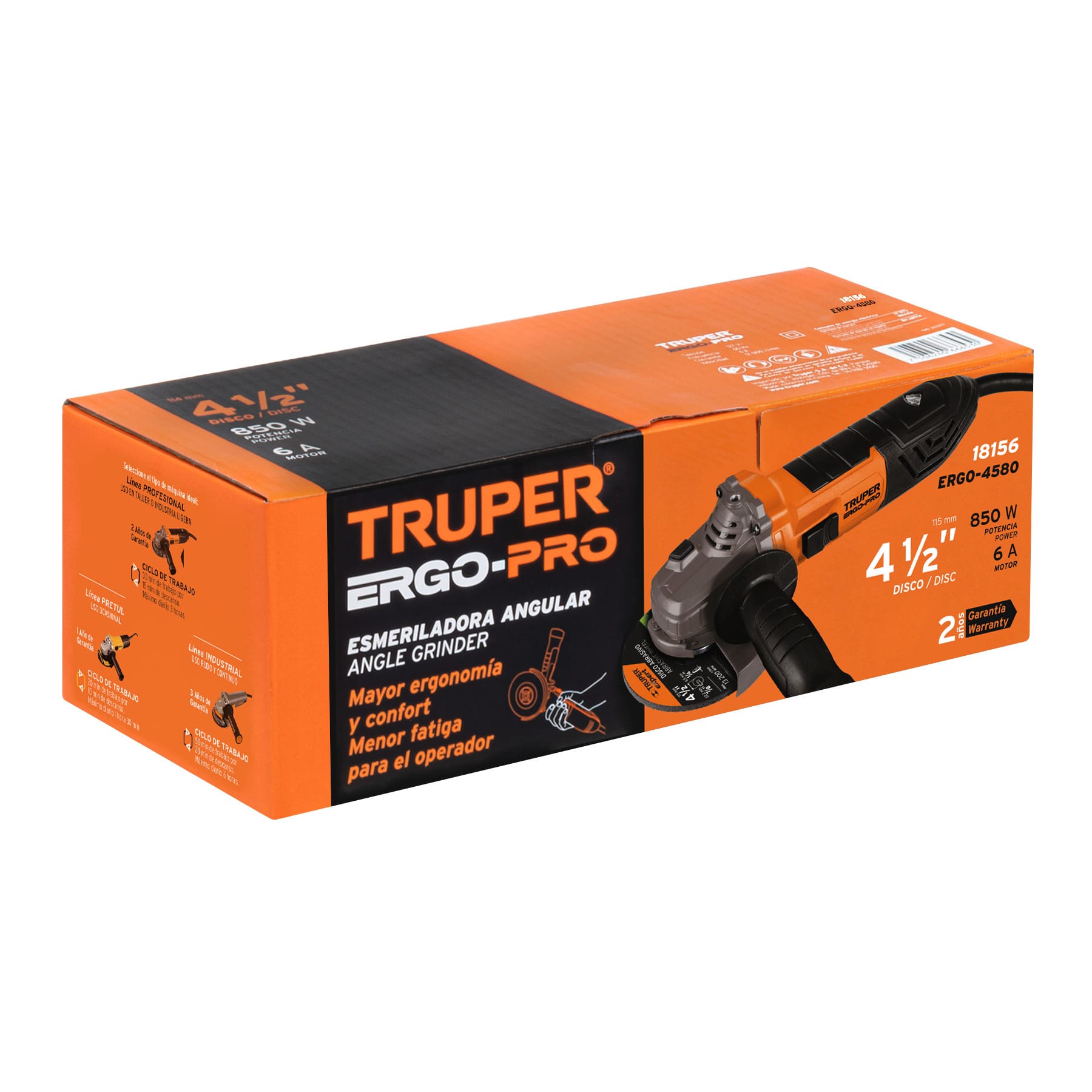 Esmeriladora angular 4-1/2", 850W, TRUPER ERGO PRO - Imagen 3