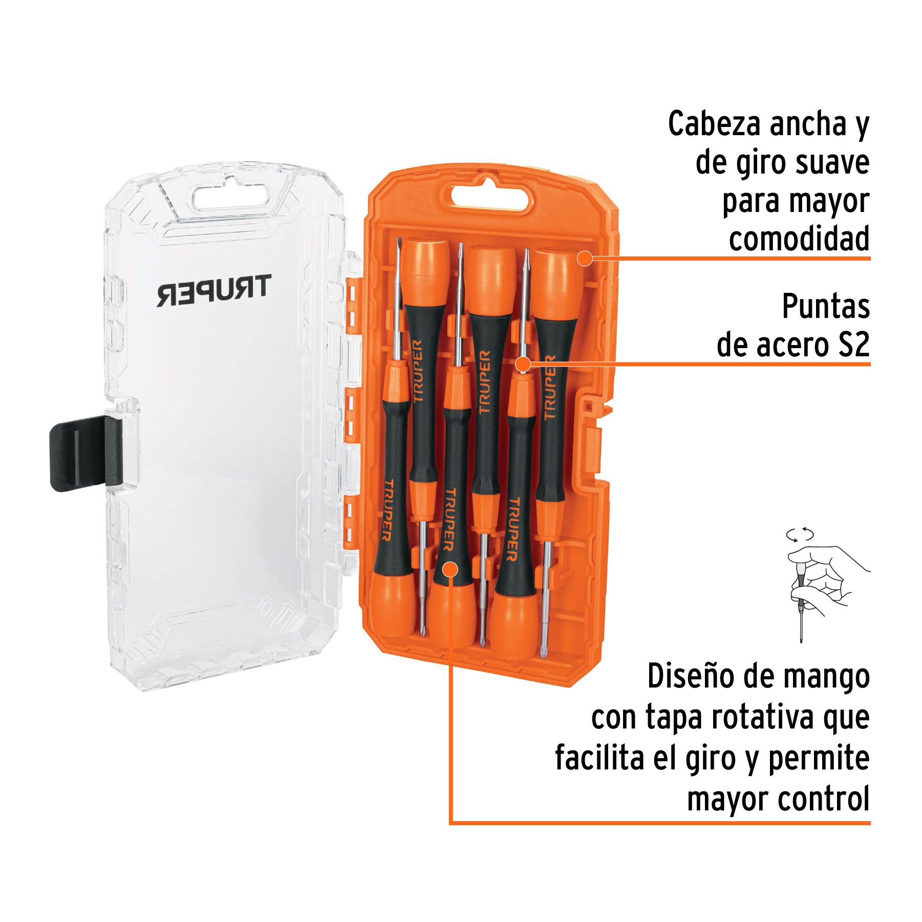 Juego con 6 desarmadores de precisión, Truper - Imagen 3