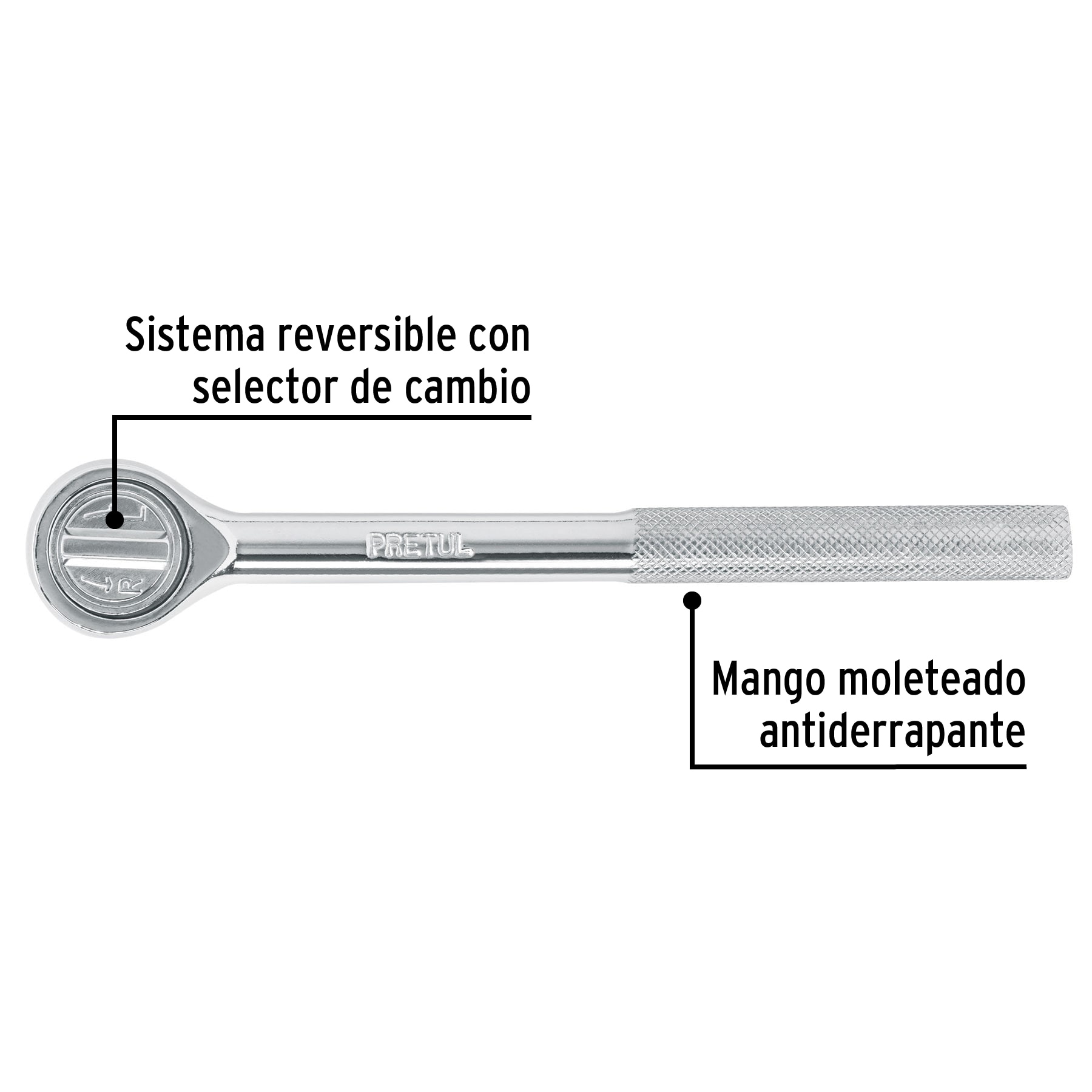 Ratchet cabeza redonda, mando 3/8, Pretul - Imagen 3