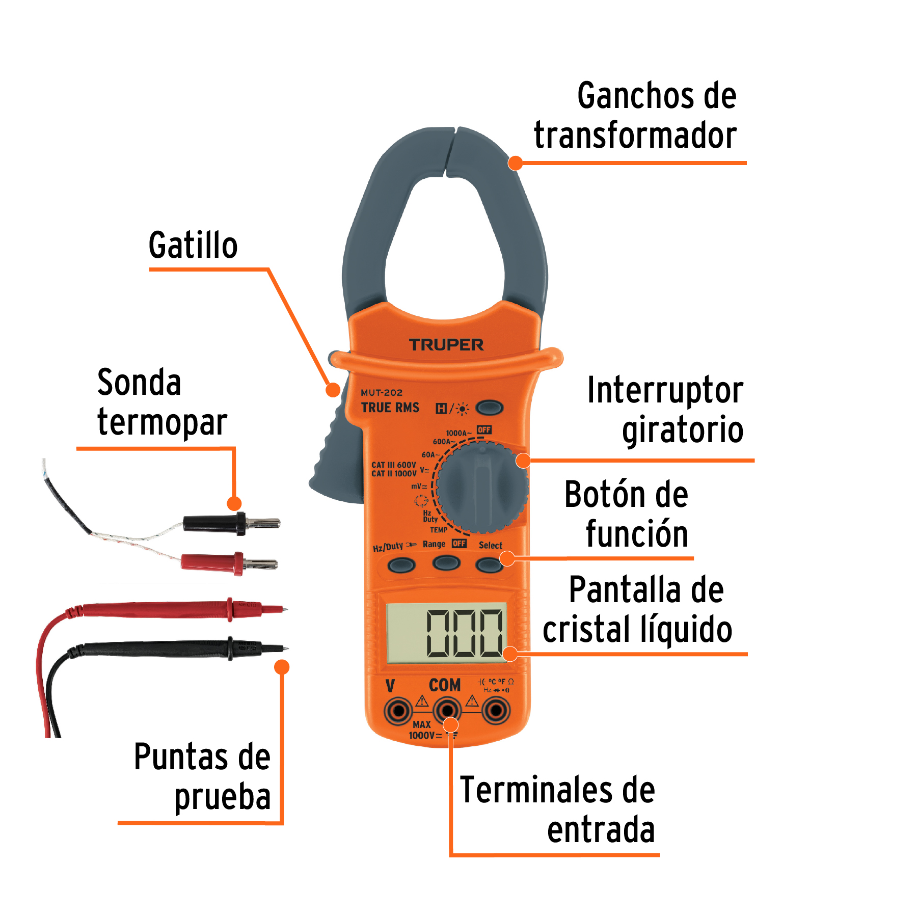 Multímetro para mantenimiento industrial con gancho + Estuche - Imagen 3