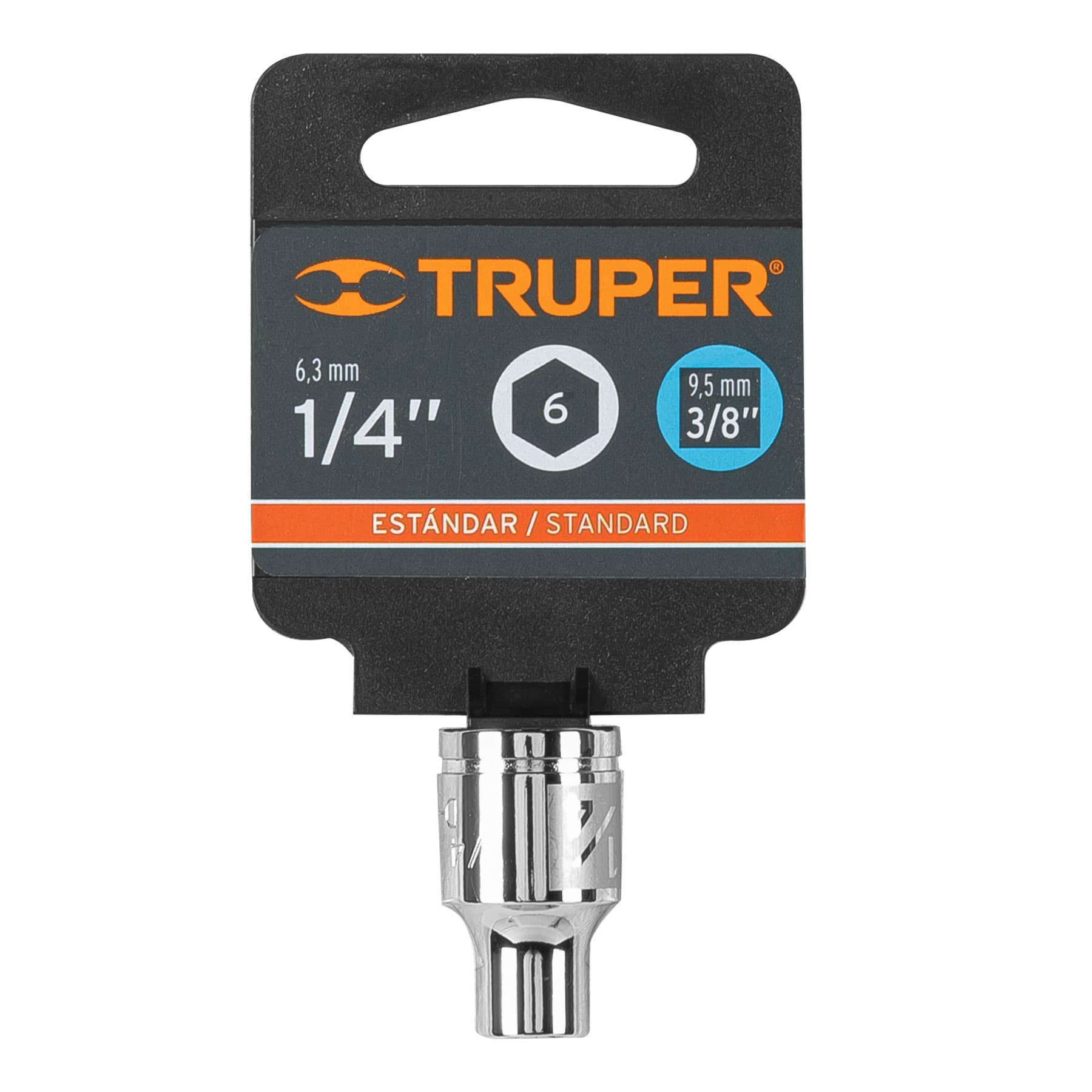 Dado de 1/4", 6 puntas, cuadro 3/8", Truper