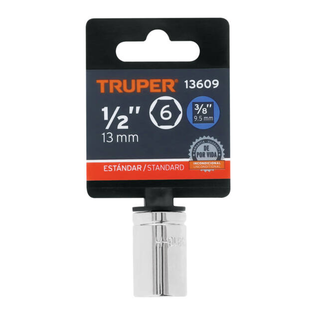 Dado de 1/2", 6 puntas, cuadro 3/8", Truper