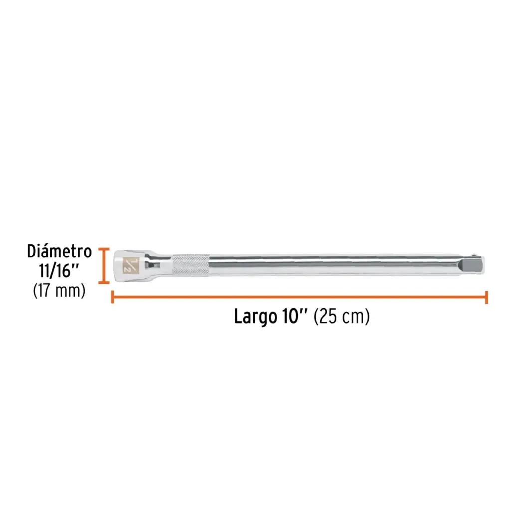 Extensión cuadro 1/2" para matraca, largo 10", Truper - Imagen 2