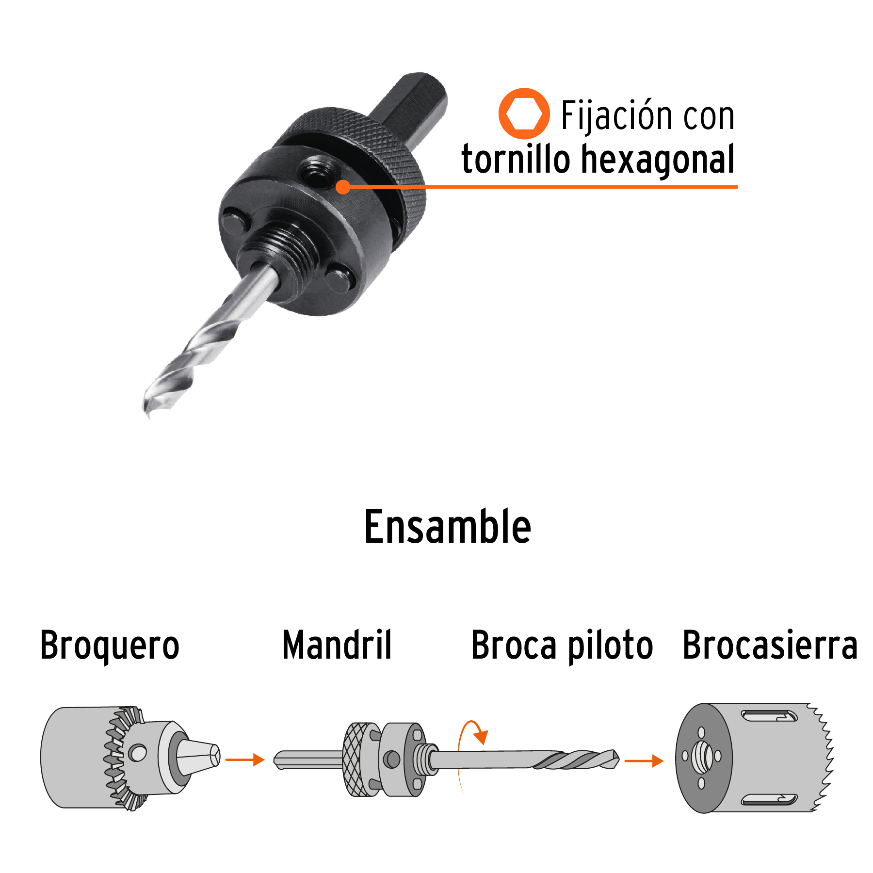 Mandril zanco 7/16" para brocasierras bimetálicas, Expert - Imagen 2