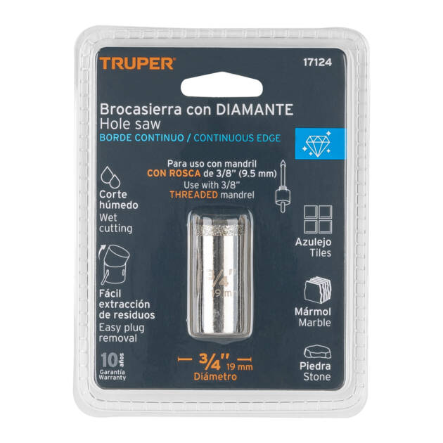Brocasierra diamante 3/4" borde continuo, Truper