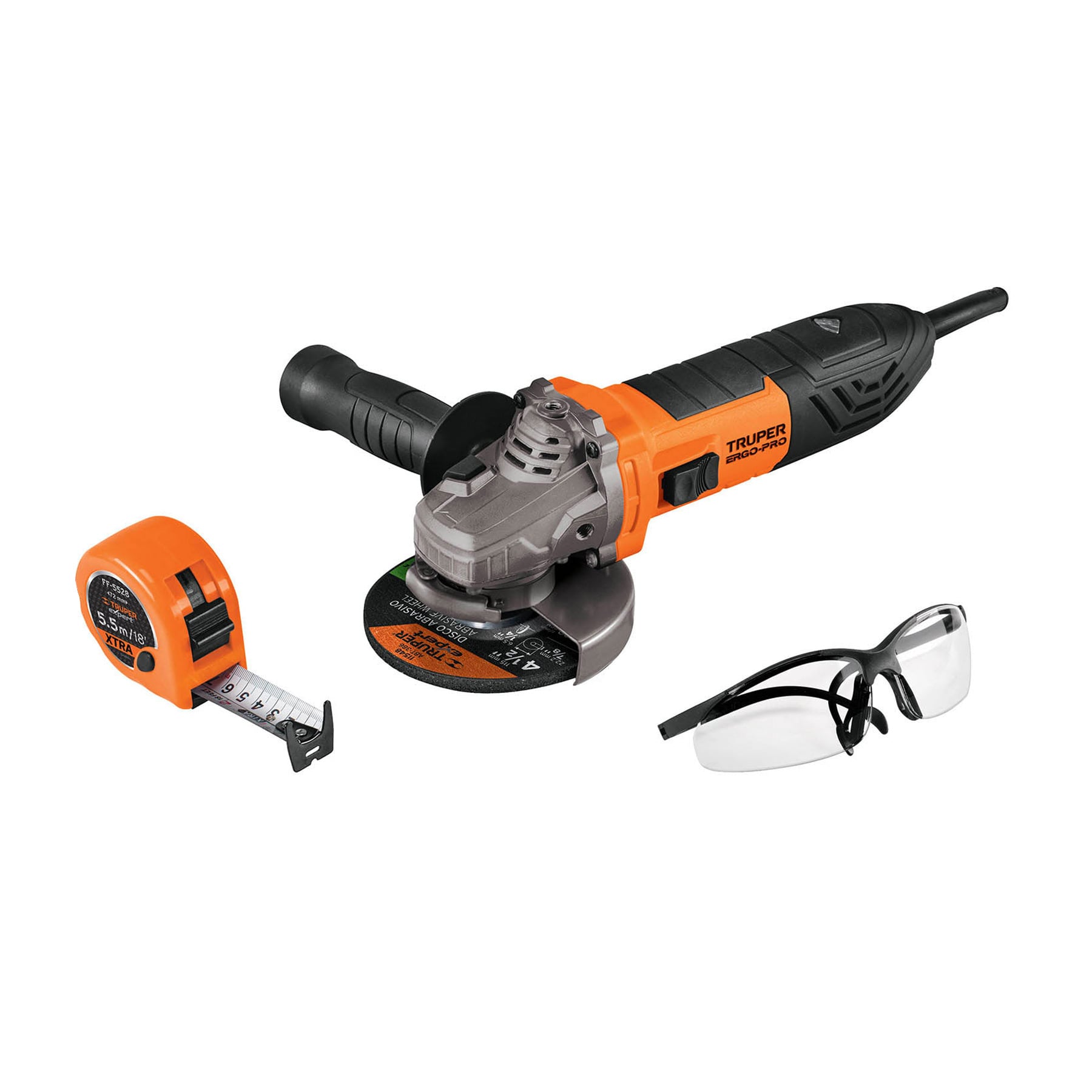 Combo esmeriladora 4-1/2", 850W,lentes y flexómetro,ERGO-PRO - Imagen 2