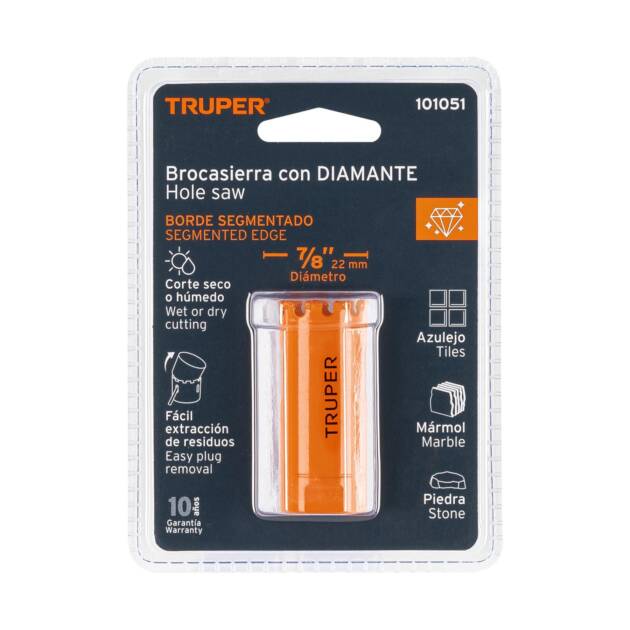 Brocasierra diamante 7/8" borde segmentado, Truper