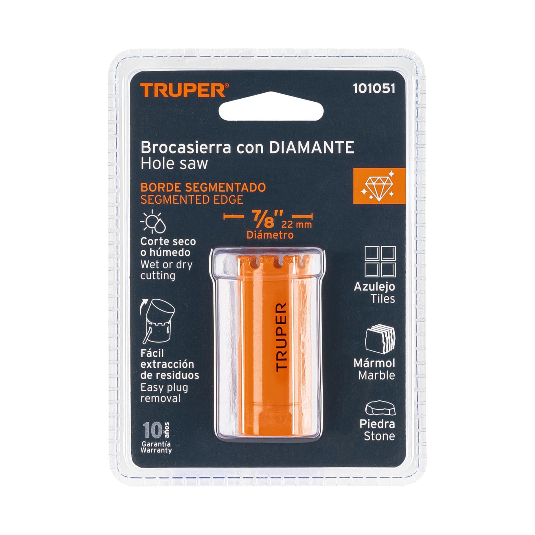 Brocasierra diamante 7/8" borde segmentado, Truper