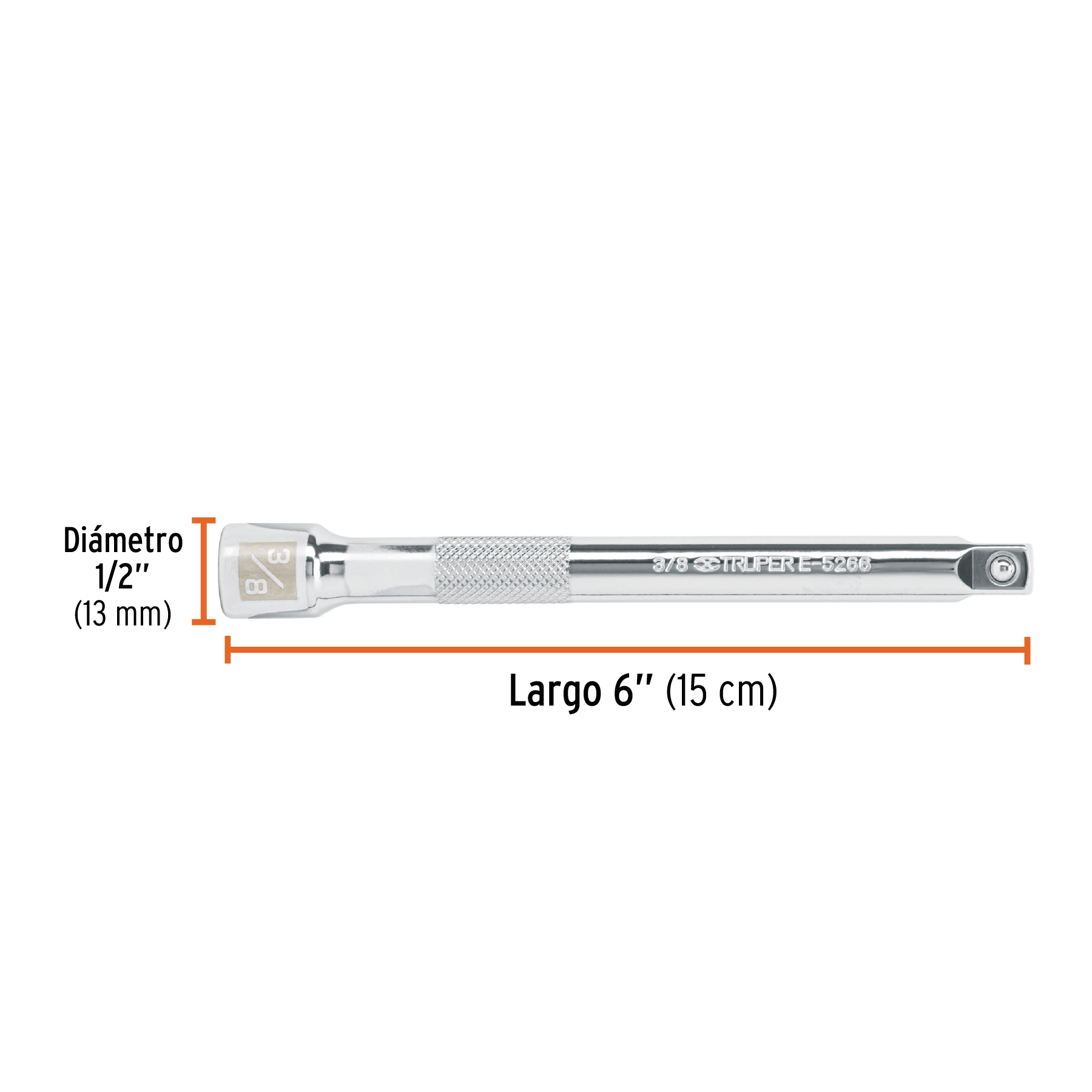 Extensión de 6" para matraca, cuadro 3/8", Truper - Imagen 2